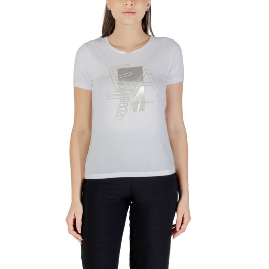 EA7 Emporio Armani Weißes Baumwoll-T-Shirt