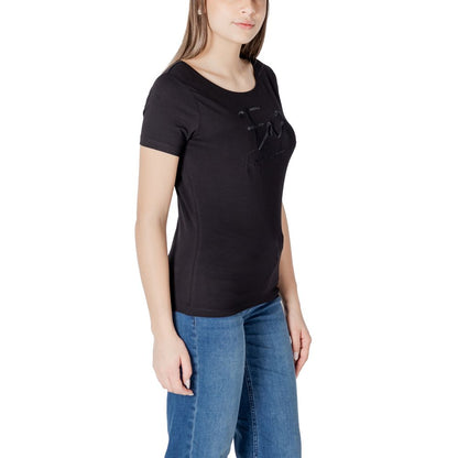 EA7 Emporio Armani Schwarzes Baumwoll-T-Shirt