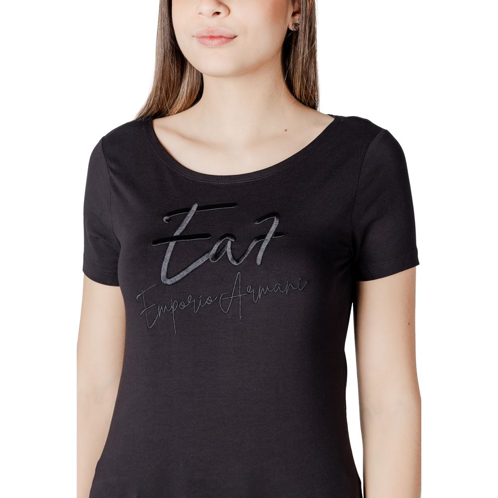 EA7 Emporio Armani Schwarzes Baumwoll-T-Shirt