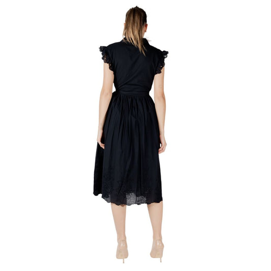 Vila Clothes Schwarzes Midikleid aus Baumwolle
