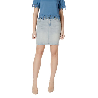 Morgan De Toi Blue Cotton Mini Skirt