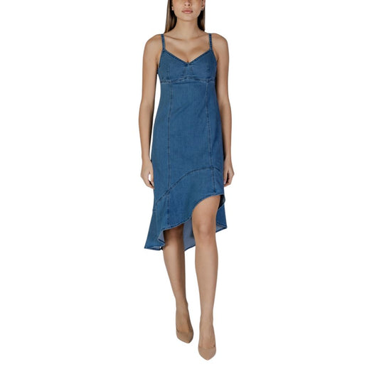 Desigual Blaues Baumwoll-Maxikleid