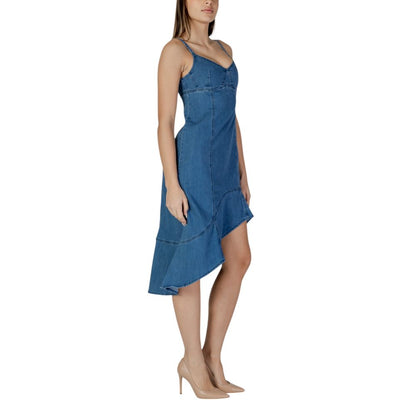 Desigual Blaues Baumwoll-Maxikleid