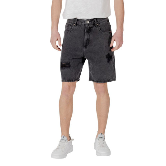 Gianni Lupo Schwarze Baumwoll-Bermudashorts