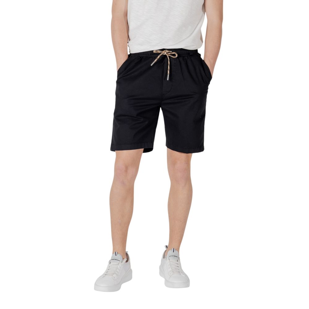 Gianni Lupo Schwarze Baumwoll-Bermudashorts