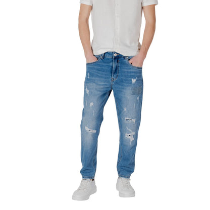Gianni Lupo – Blaue Jeans aus Baumwolle mit entspannter Passform