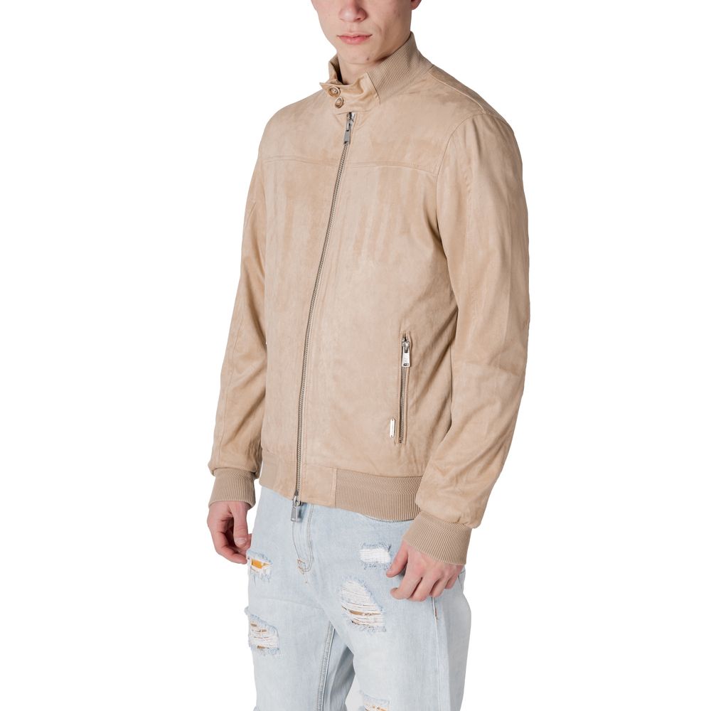 Gianni Lupo Beige Polyester Jackets & Coat