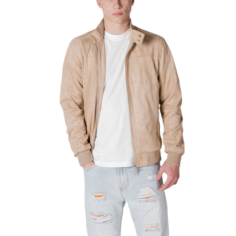Gianni Lupo Beige Polyester Jackets & Coat