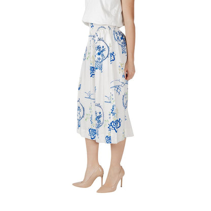 ICHI White Viscose Skirt