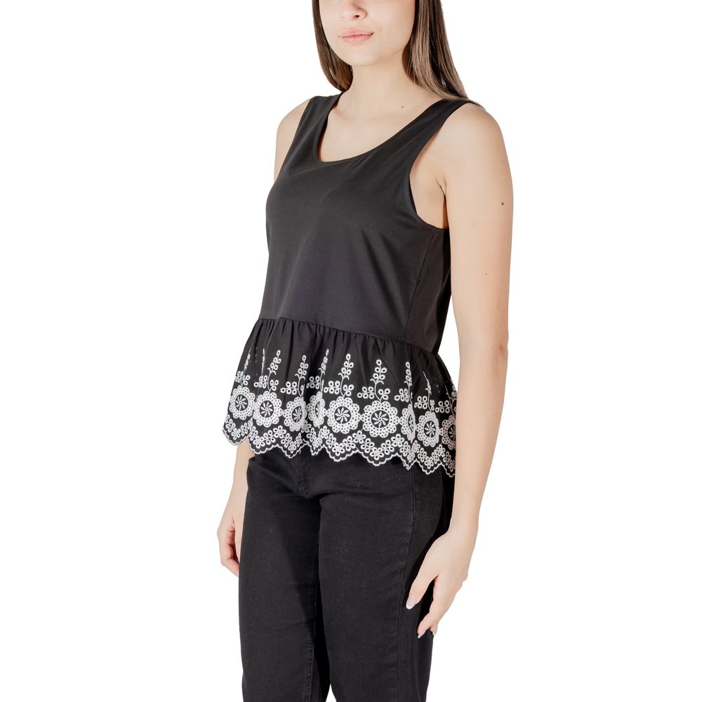 ICHI Schwarzes Baumwoll-Tanktop