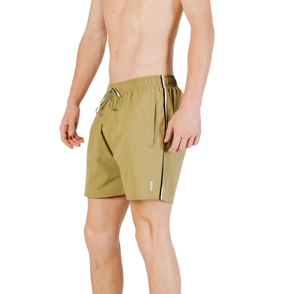 Hugo Boss, grüne Polyester-Badeshorts