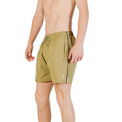 Hugo Boss, grüne Polyester-Badeshorts