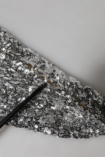 Dolce &amp; Gabbana – Stiefeletten mit Glitzer-Absatz und silbernen Pailletten