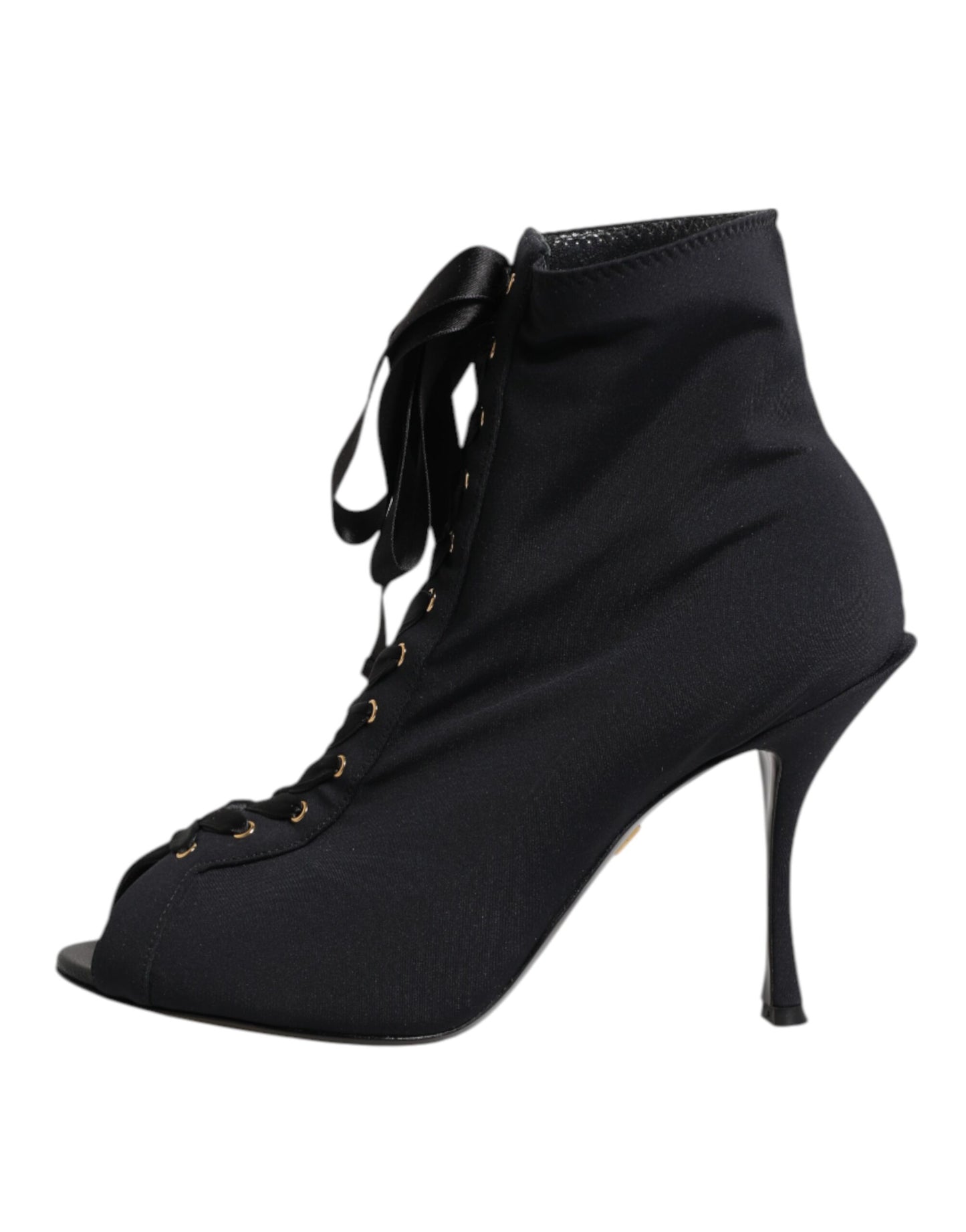 Dolce &amp; Gabbana Schwarze Stiletto-Absätze Schnürstiefel Schuhe