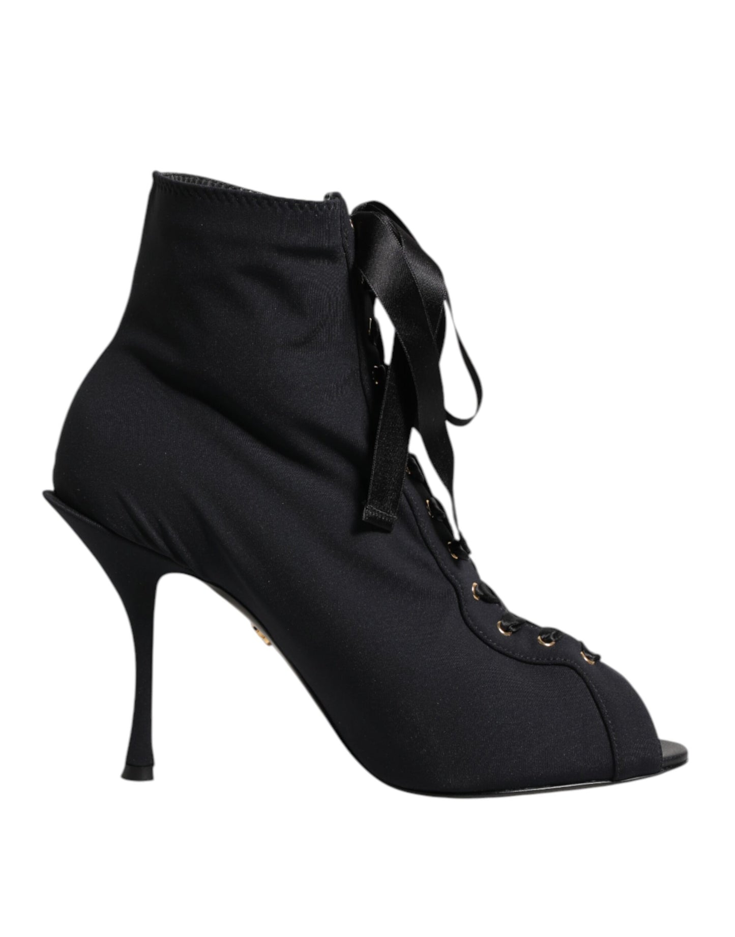 Dolce &amp; Gabbana Schwarze Stiletto-Absätze Schnürstiefel Schuhe