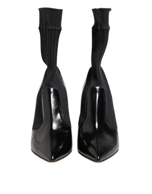 Dolce &amp; Gabbana Schwarze Stretch-Stilettos-Booties-Sockenschuhe