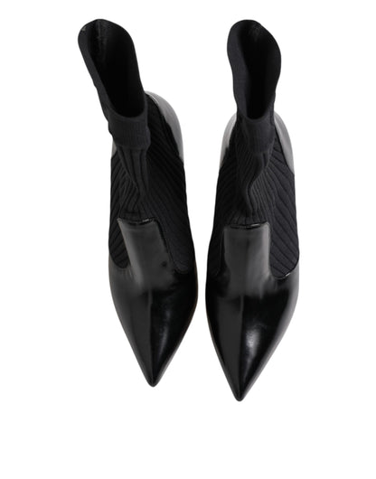 Dolce &amp; Gabbana Schwarze Stretch-Stilettos-Booties-Sockenschuhe
