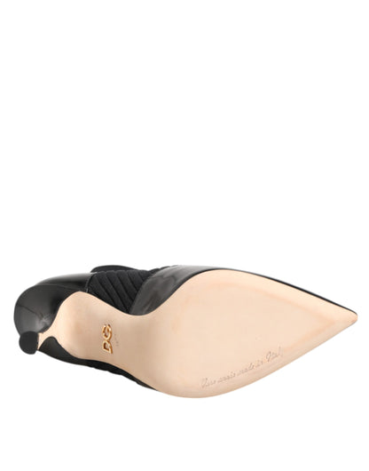 Dolce &amp; Gabbana Schwarze Stretch-Stilettos-Booties-Sockenschuhe