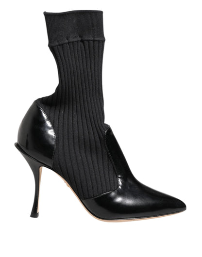 Dolce &amp; Gabbana Schwarze Stretch-Stilettos-Booties-Sockenschuhe