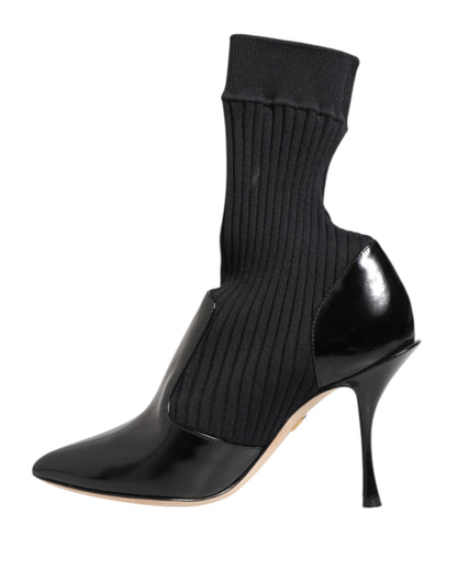 Dolce &amp; Gabbana Schwarze Stretch-Stilettos-Booties-Sockenschuhe