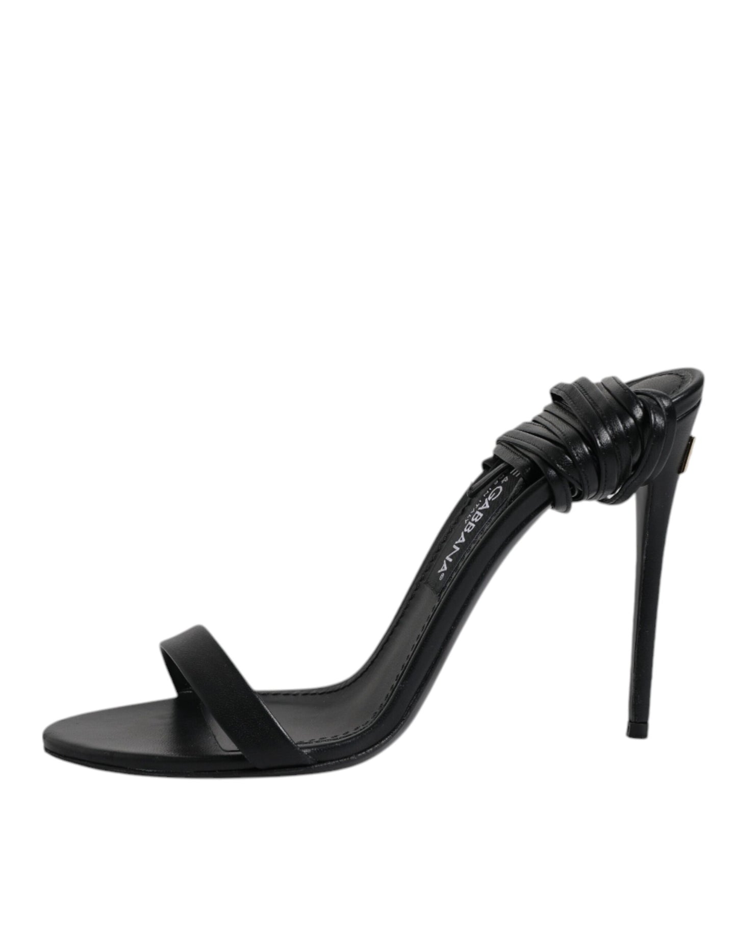 Dolce &amp; Gabbana Schwarze Leder Stiletto Heels Sandalen Schuhe