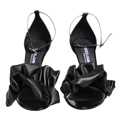 Dolce &amp; Gabbana – Sandalen mit Knöchelriemen aus schwarzem Leder
