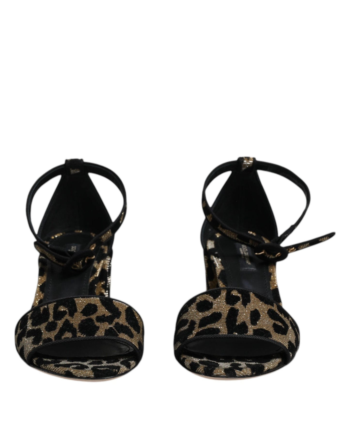 Dolce &amp; Gabbana Gold Leopard Knöchelriemen Heels Sandalen Schuhe