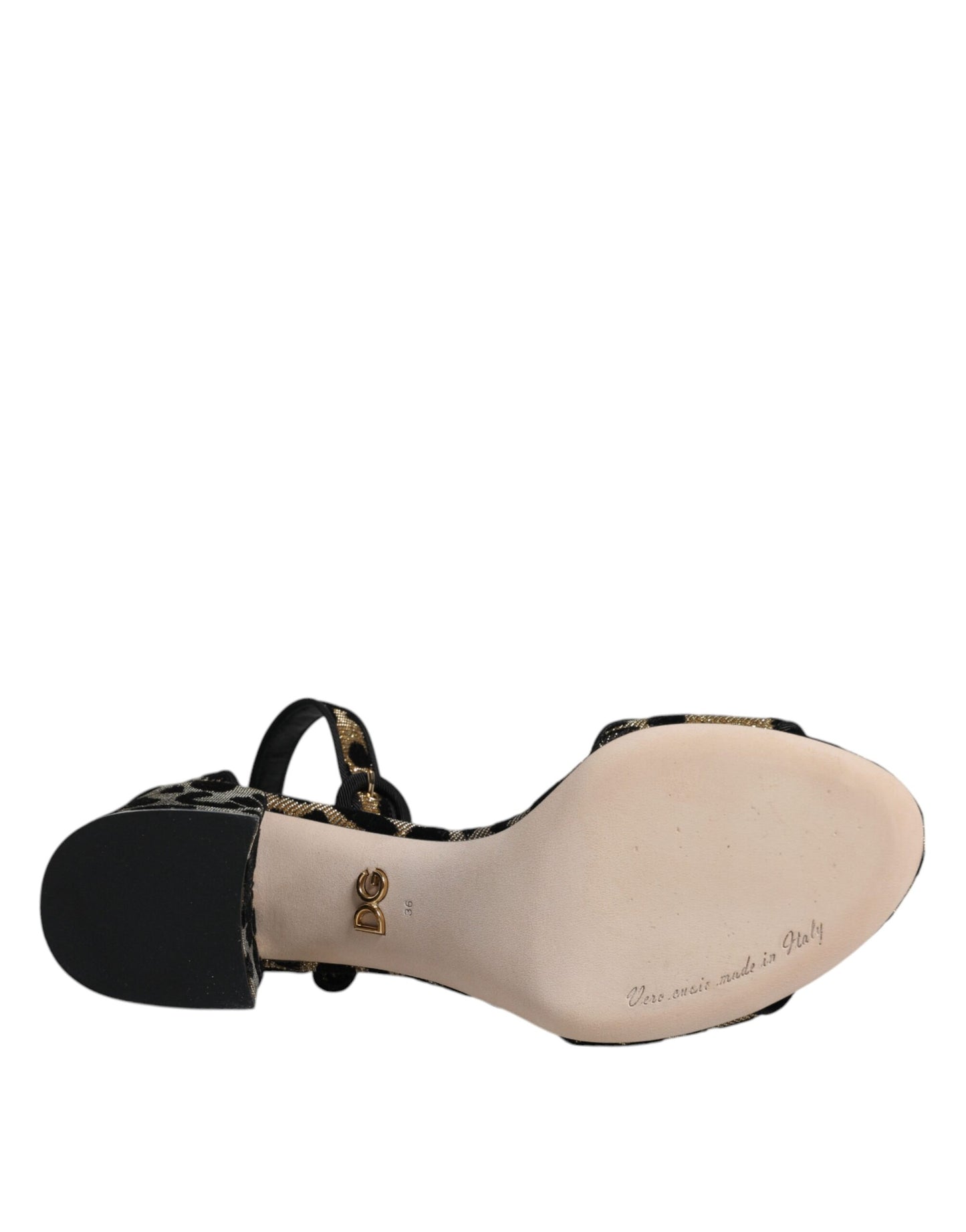 Dolce &amp; Gabbana Gold Leopard Knöchelriemen Heels Sandalen Schuhe