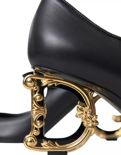 Dolce &amp; Gabbana – Mary-Jane-Pumps aus schwarzem Leder mit Logo