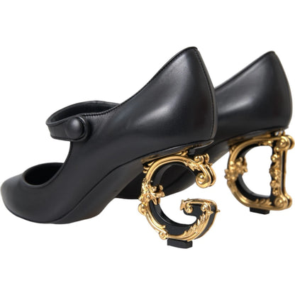 Dolce &amp; Gabbana – Mary-Jane-Pumps aus schwarzem Leder mit Logo