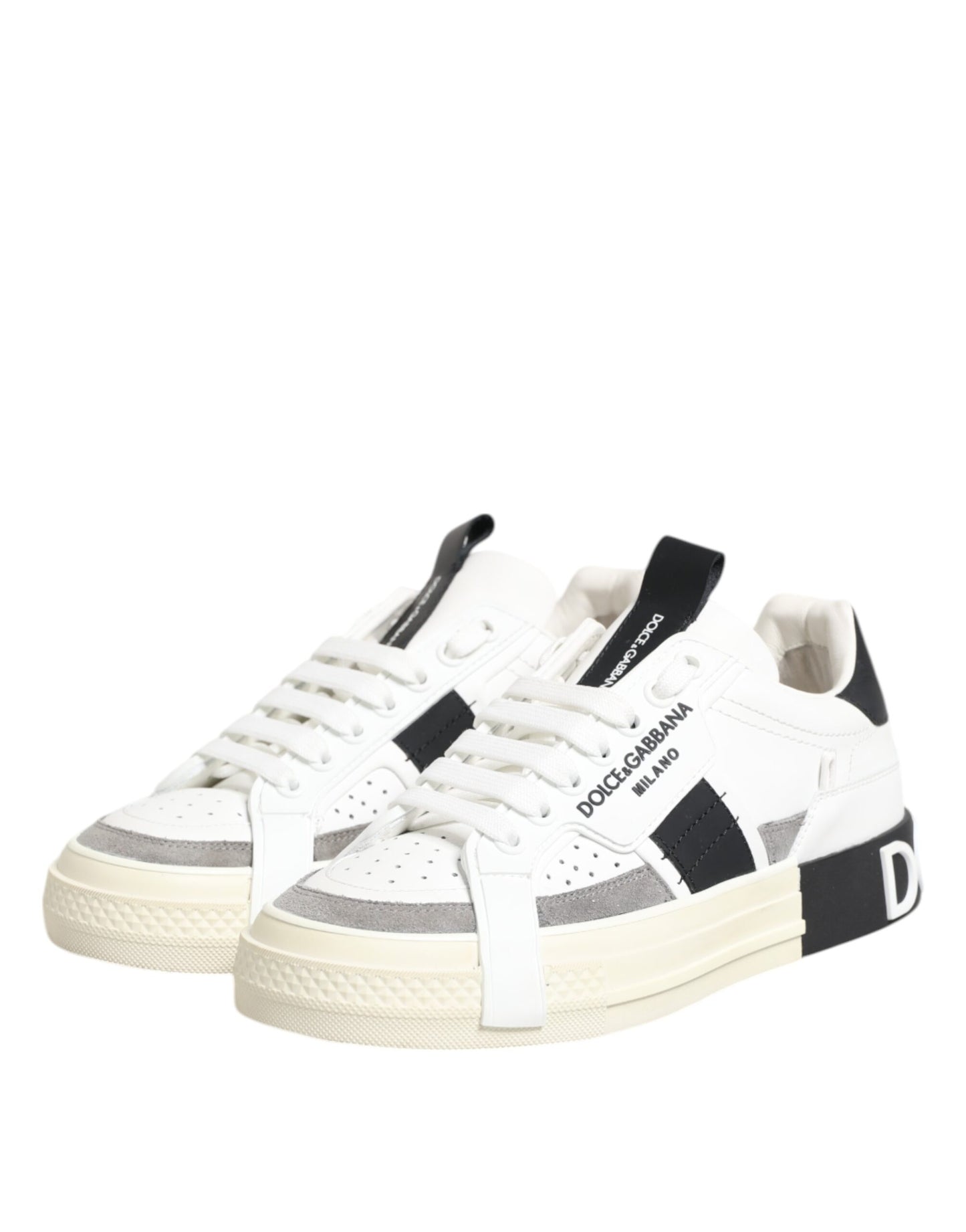 Dolce &amp; Gabbana – Weiße Leder-Sonderanfertigungen „2.Zero“ – Sneakers