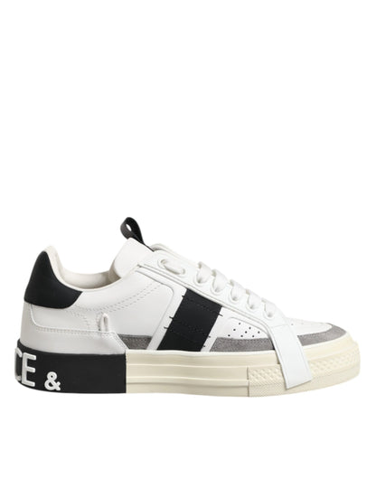 Dolce &amp; Gabbana – Weiße Leder-Sonderanfertigungen „2.Zero“ – Sneakers