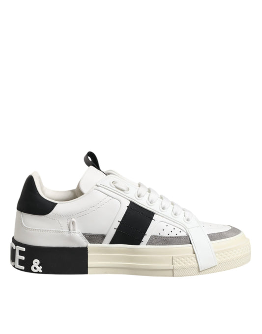 Dolce &amp; Gabbana – Weiße Leder-Sonderanfertigungen „2.Zero“ – Sneakers