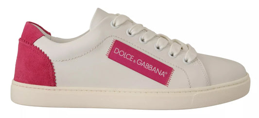 Dolce &amp; Gabbana Weiße Wildleder Low Top Sneakers Schuhe