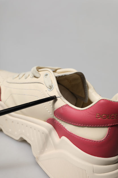 Dolce &amp; Gabbana Daymaster Sneakers aus weißem und rosa Leder