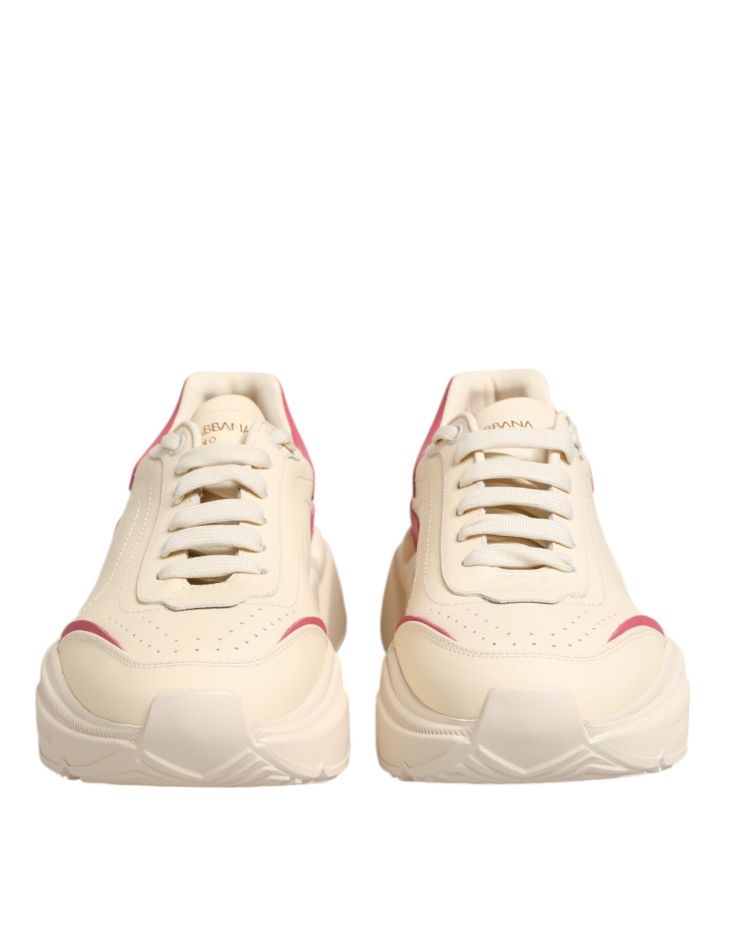 Dolce &amp; Gabbana Daymaster Sneakers aus weißem und rosa Leder