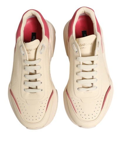Dolce &amp; Gabbana Daymaster Sneakers aus weißem und rosa Leder