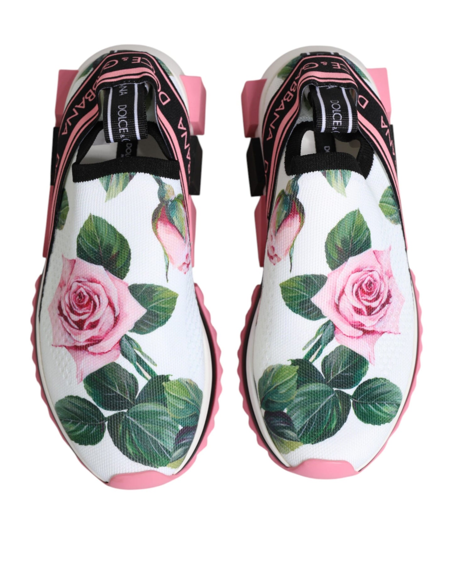 Dolce &amp; Gabbana Sorrento Sneakers mit weißem Rosendruck
