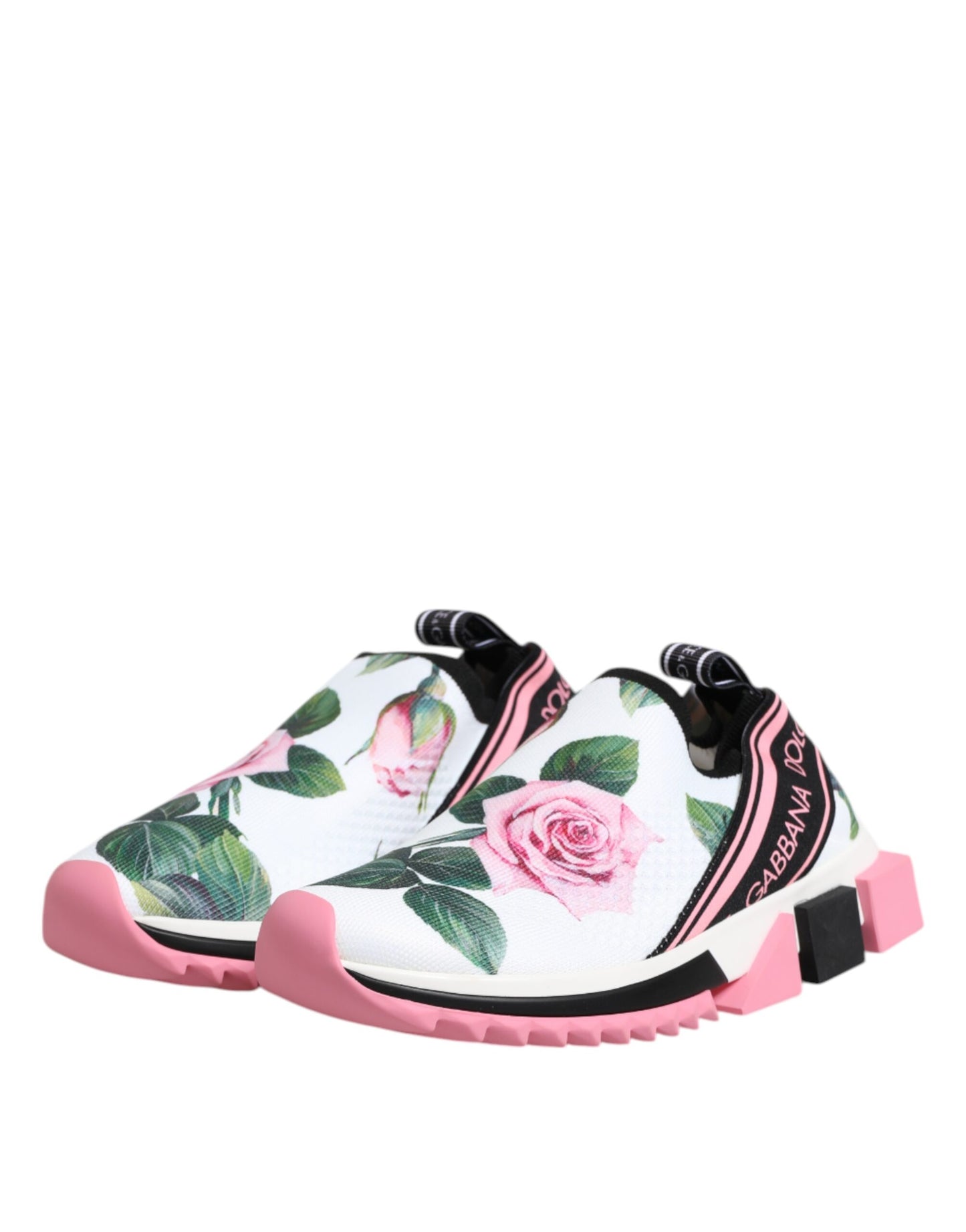 Dolce &amp; Gabbana Sorrento Sneakers mit weißem Rosendruck