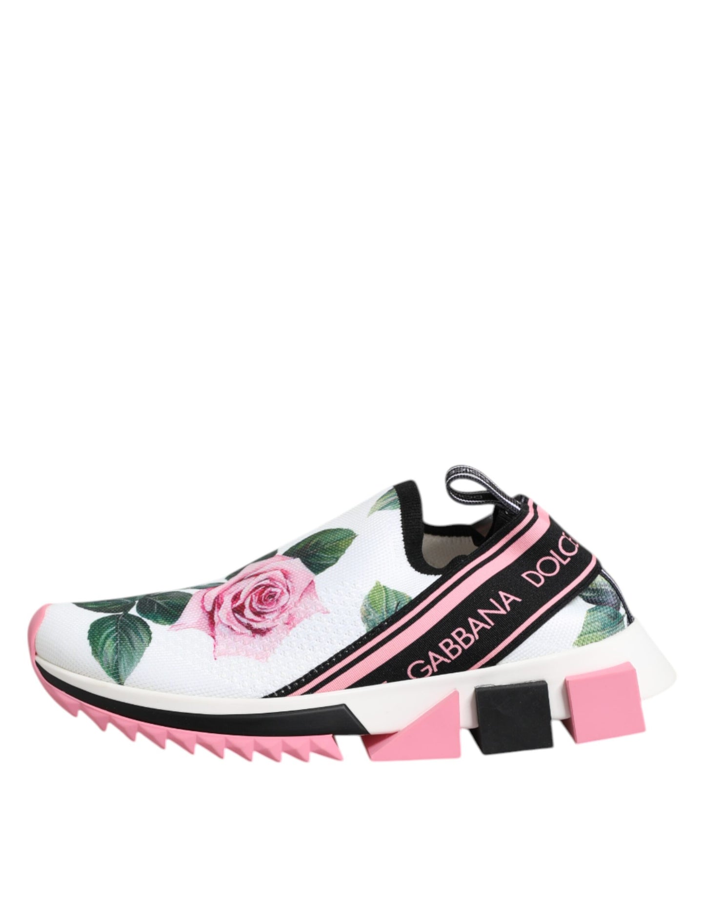 Dolce &amp; Gabbana Sorrento Sneakers mit weißem Rosendruck