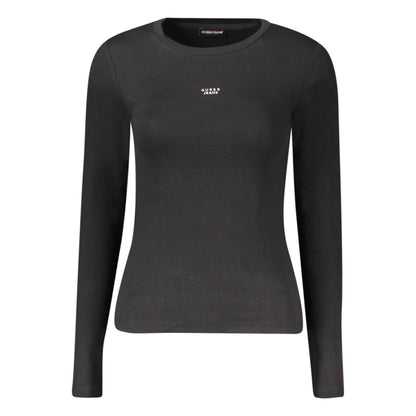 Guess Jeans Schwarzes Baumwoll-T-Shirt für Damen