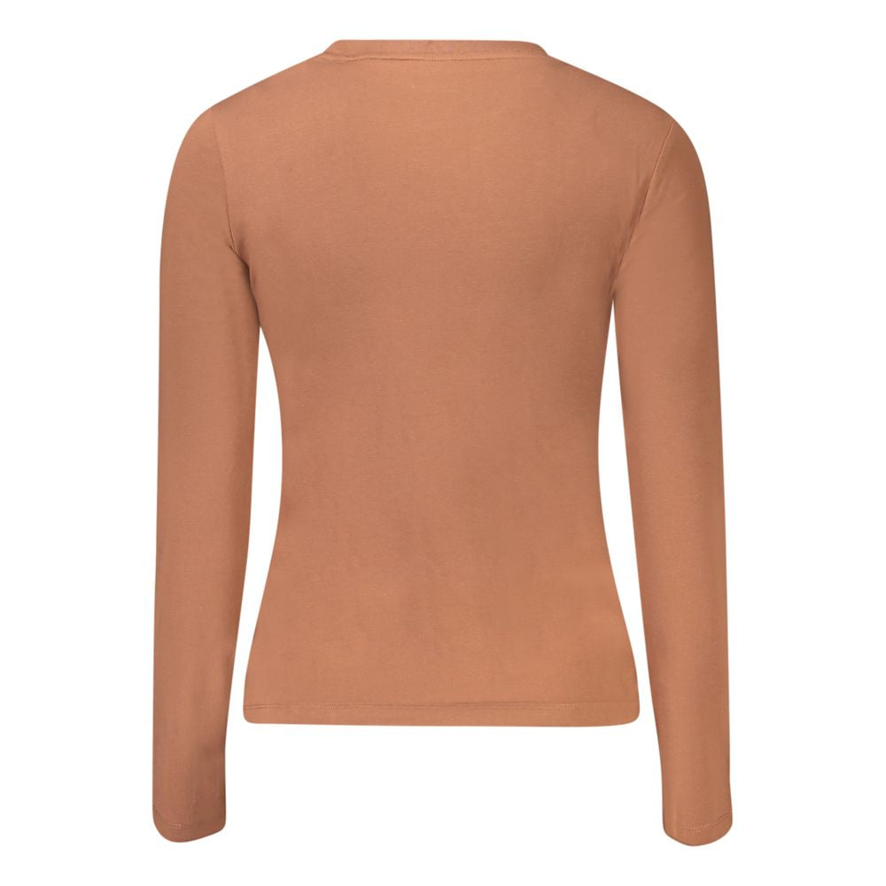 Guess Jeans Braunes Baumwoll-T-Shirt für Damen