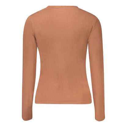 Guess Jeans Braunes Baumwoll-T-Shirt für Damen