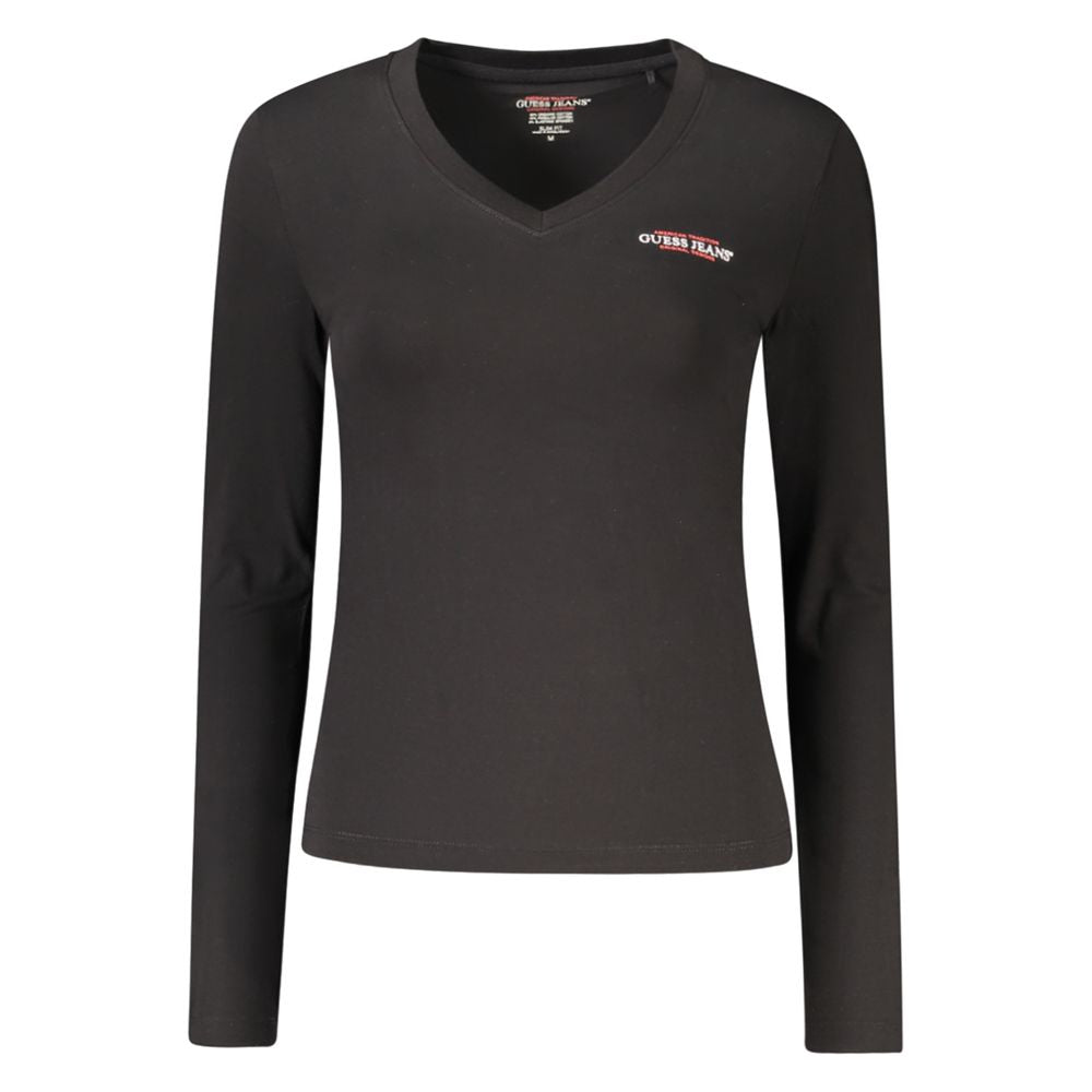 Guess Jeans Schwarzes Baumwoll-T-Shirt für Damen