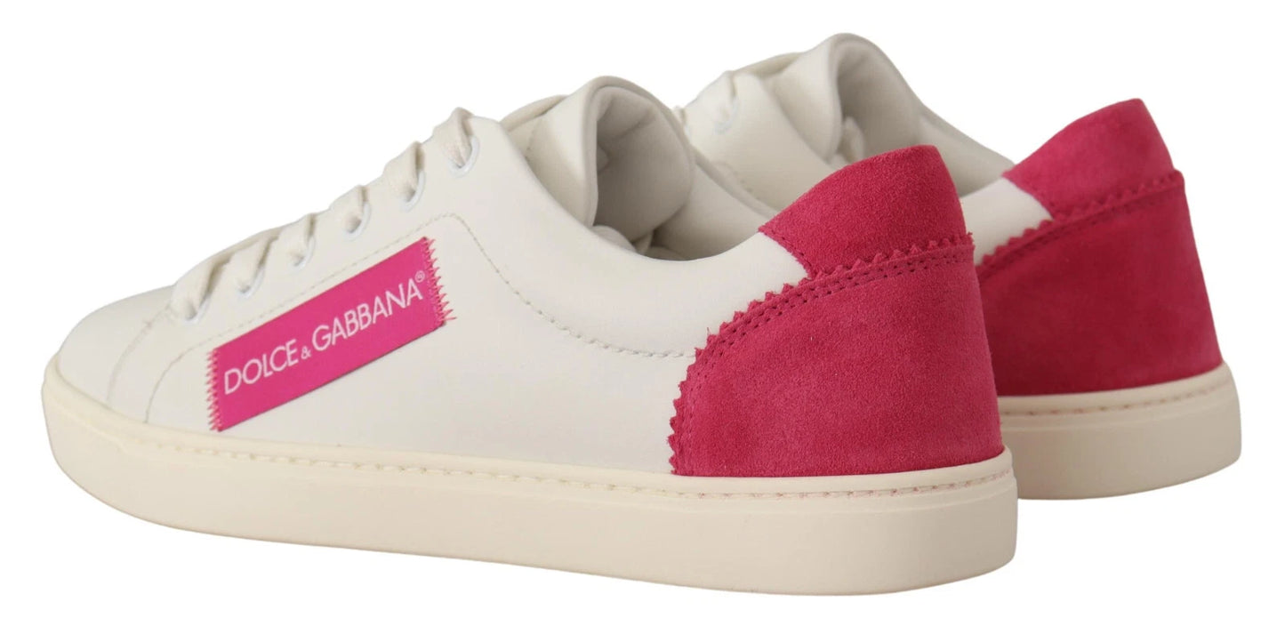 Dolce &amp; Gabbana Weiße Wildleder Low Top Sneakers Schuhe