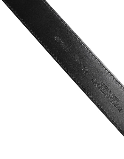 Dolce &amp; Gabbana Klassischer Herrengürtel aus schwarzem Leder mit Metallschnalle