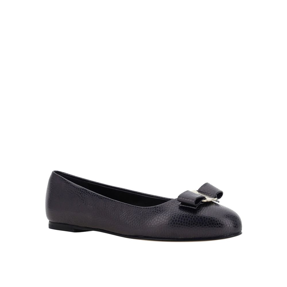 Salvatore Ferragamo Ballerinas aus schwarzem Kalbsleder