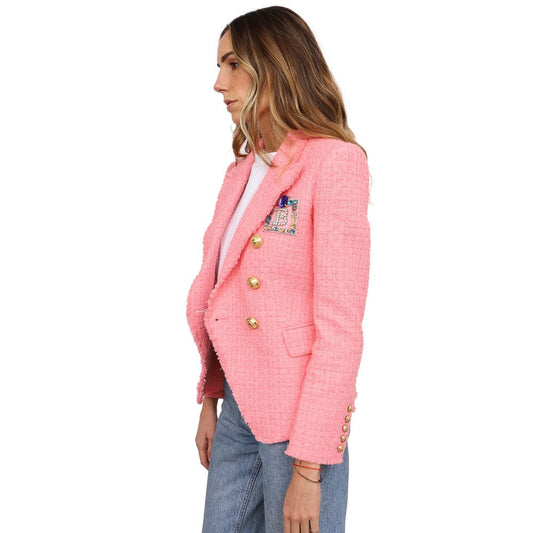 Balmain Pink Cotton Women Blazer