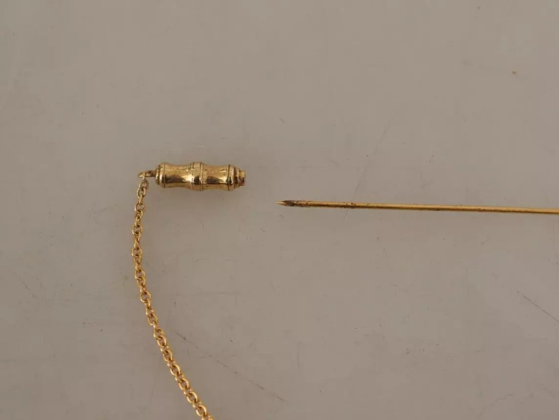 Dolce &amp; Gabbana – Goldfarbene Brosche aus 925er Sterlingsilber mit Kristallkette