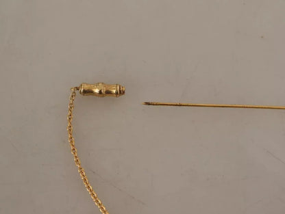 Dolce &amp; Gabbana – Goldfarbene Brosche aus 925er Sterlingsilber mit Kristallkette